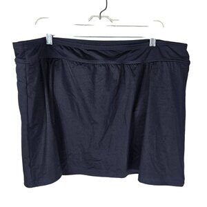 Lands End Womens Black Swim Skirt Skort 20W Nylon Spandex Blend Poolside Beach